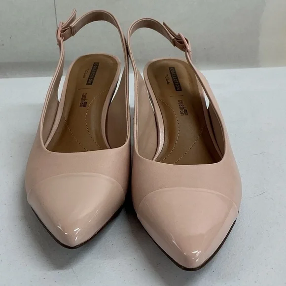 Clarks Collection Cushion Soft Slingback Heels Nude Blush Leather Women’s 9.5 - Picture 4 of 7